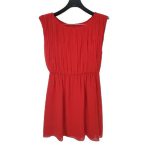 ALICE + Olivia Josie Red Silk Pleated Blouson Mini Dress